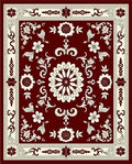 Deep Red Floral Crest Arrangement Rug