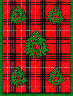 Festive Red Plaid Christmas Trees Rug
