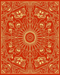 Fiery Orange Floral Sunburst Mandala Rug
