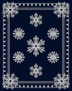 Dark Blue White Snowflake Scatter Rug