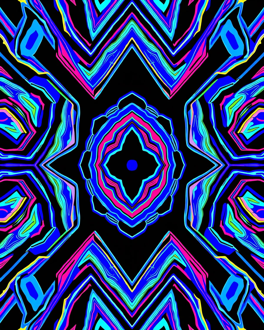 Vibrant Psychedelic Abstract Mandala Rug