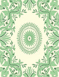 Mint Green Floral Medallion Border Rug