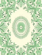 Mint Green Floral Medallion Border Rug