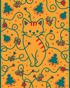 Whimsical Cat Christmas Bauble Tree Rug