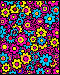 Retro Floral Explosion Bright Colors Rug