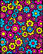 Retro Floral Explosion Bright Colors Rug