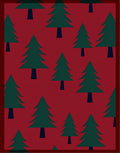 Forest Green Christmas Trees Red Rug