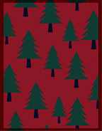 Forest Green Christmas Trees Red Rug