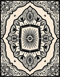 Ornate Black and Cream Mandala Rug
