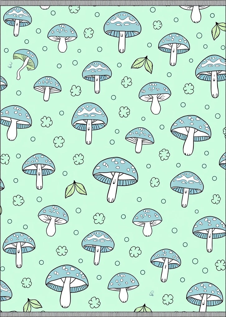 Cute Blue Mushroom Whimsical Forest Rug