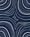 Deep Blue Swirl Organic Lines Rug