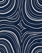 Deep Blue Swirl Organic Lines Rug