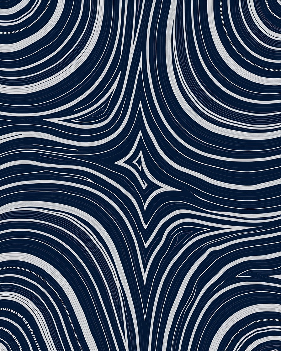 Deep Blue Swirl Organic Lines Rug