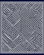 Abstract Navy Geometric Maze Rug