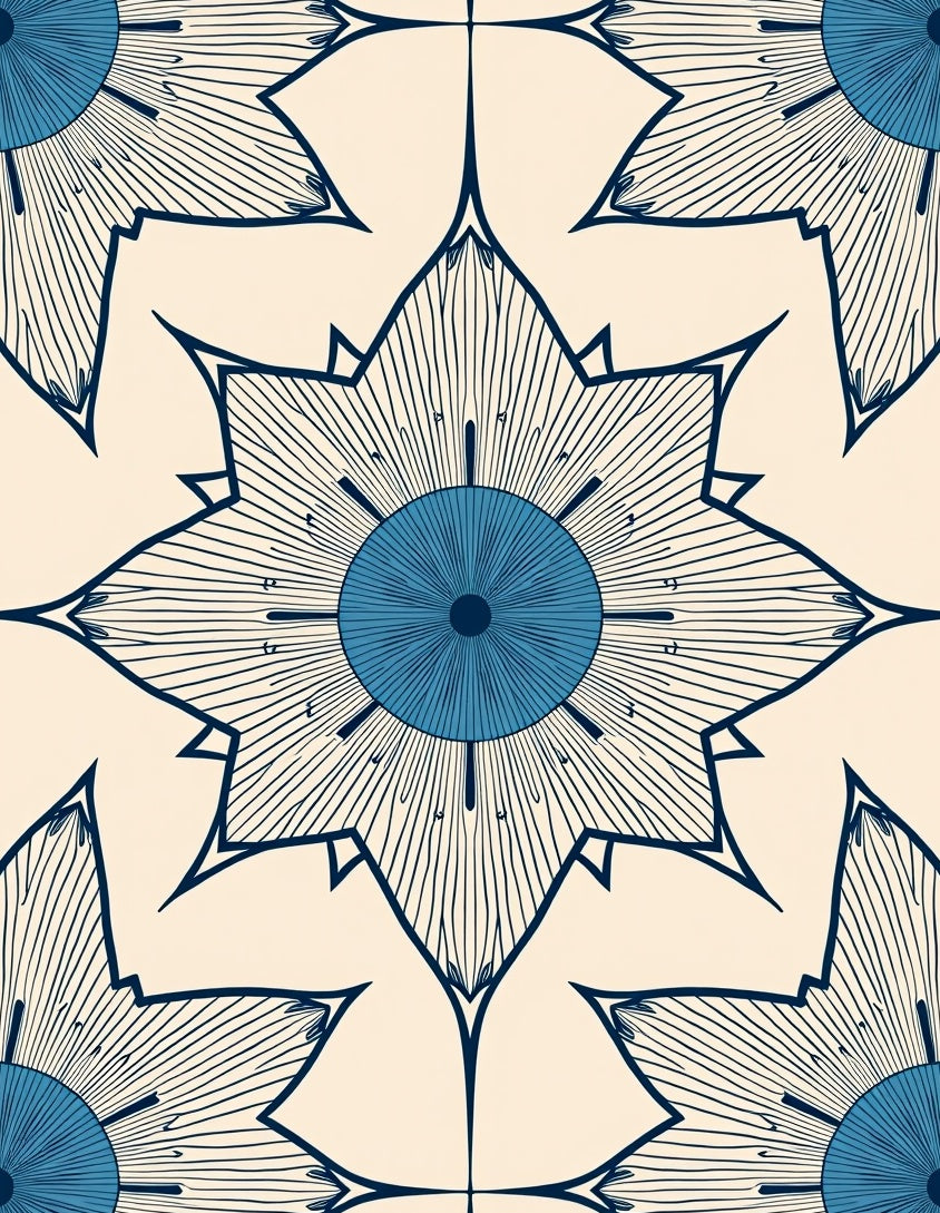 Navajo Blue Sunburst Star Rug