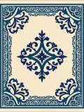 Deep Blue Ornamental Medallion Square Rug