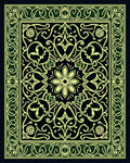 Emerald Green Floral Medallion Border Rug