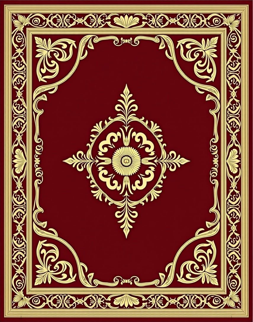 Crimson Gold Baroque Floral Medallion Rug