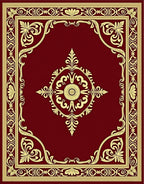 Crimson Gold Baroque Floral Medallion Rug