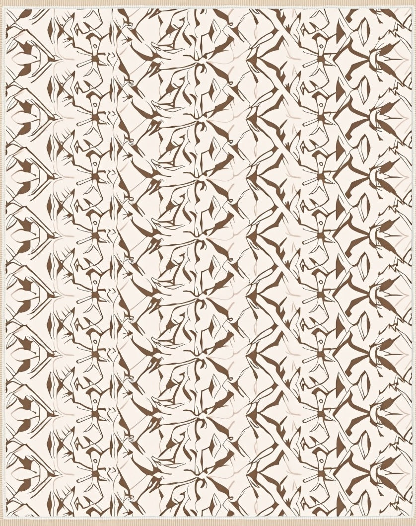 Brown Abstract Humanoid Figure Rug