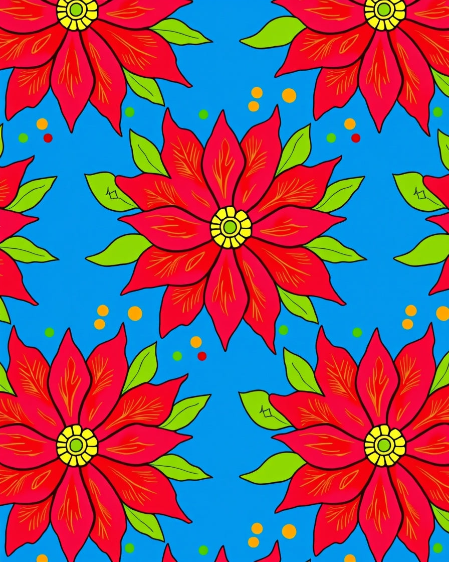 Vibrant Red Flower Garden Design Rug