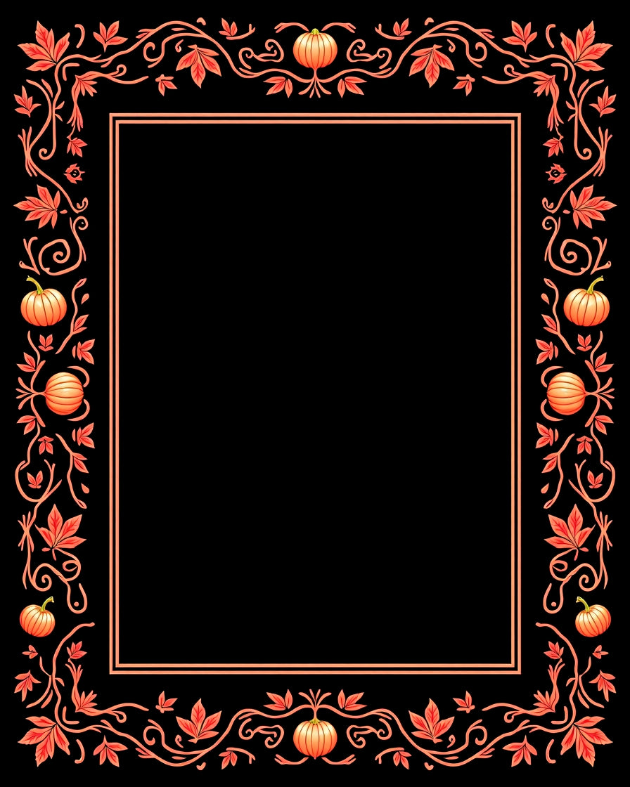 Autumn Pumpkin Vine Border Rug