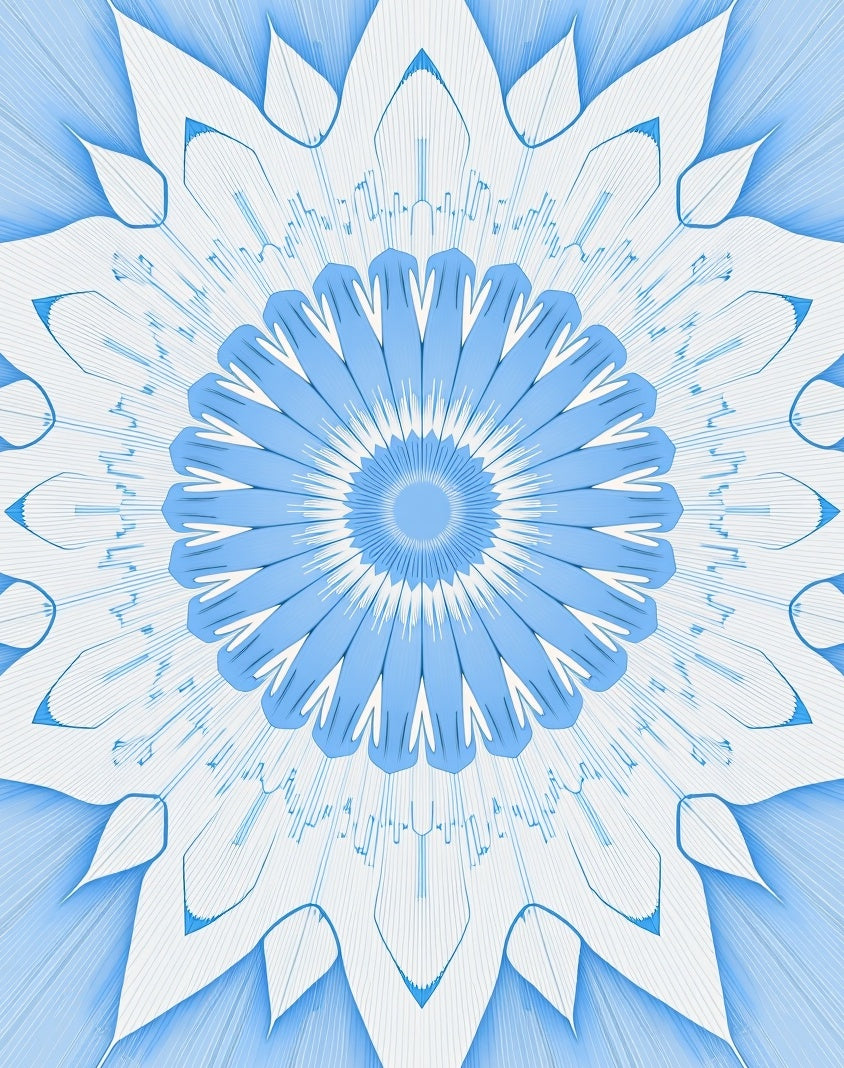 Pale Blue Floral Sunburst Rug