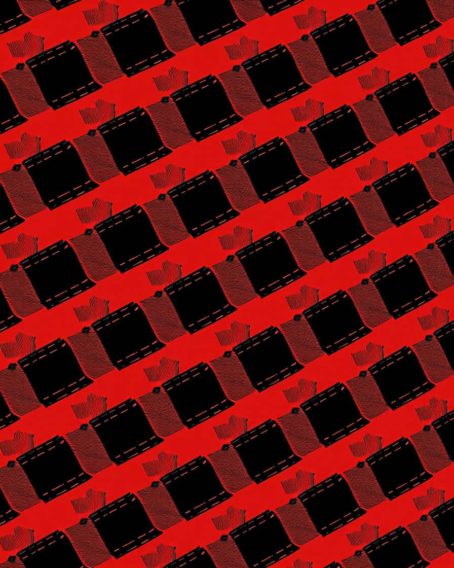 Bold Red Stitched Square Cascade Rug