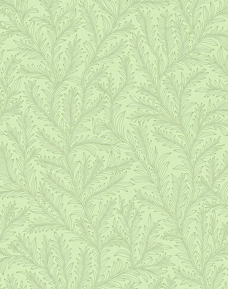 Pale Green Fern Foliage Rug