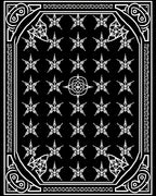 Ornate Black White Star Medallion Rug