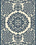 Damask Navy Cream Floral Medallion Rug