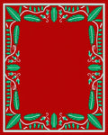 Bold Red Tropical Leaf Border Rug