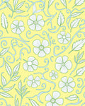 Yellow Floral Vine Swirl Rug