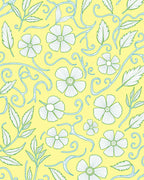 Yellow Floral Vine Swirl Rug
