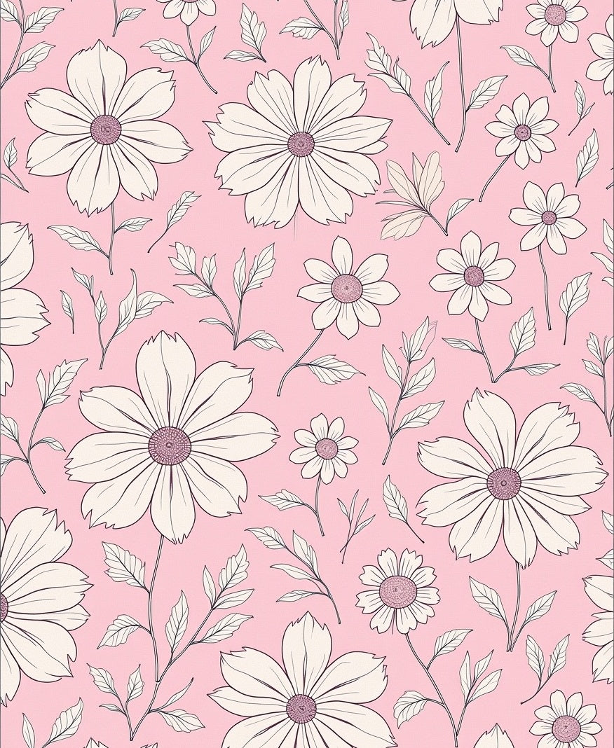 Pink Daisy Floral Arrangement Repeating Rug