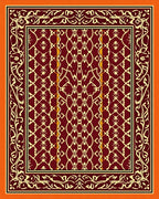 Crimson Ivory Ornate Lattice Frame Rug