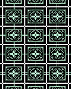 Black Mint Geometric Deco Square Rug