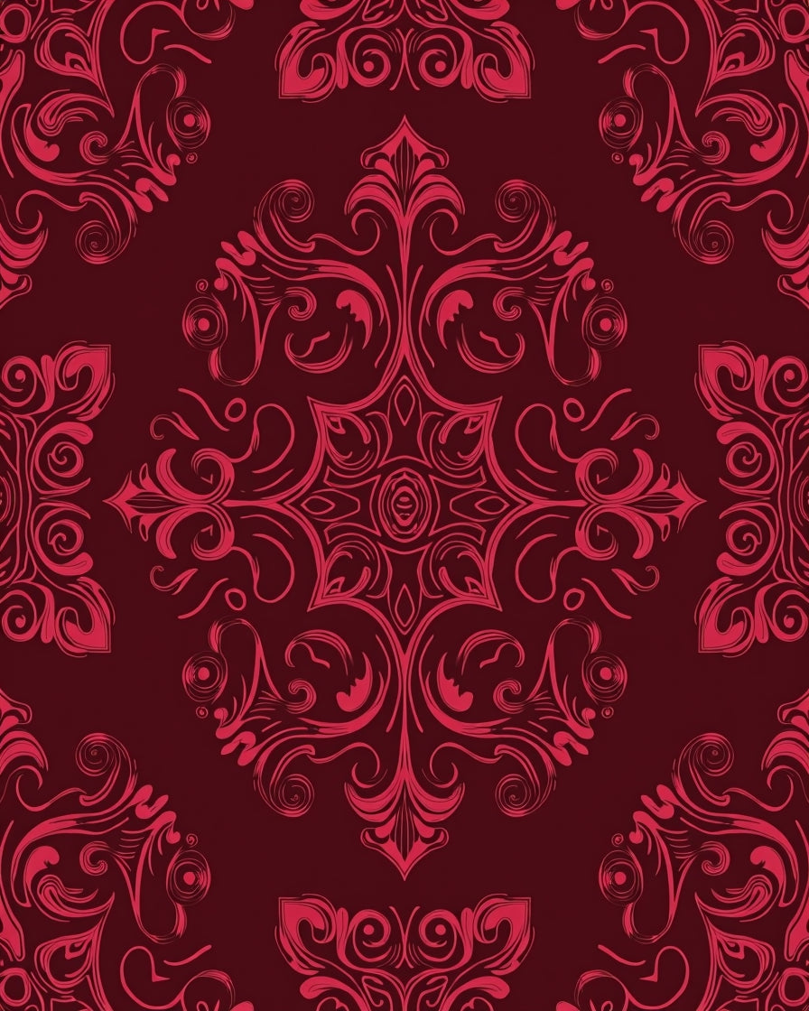 Crimson Red Baroque Floral Medallion Rug