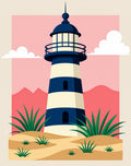 Coastal Lighthouse Sunset Scene Rug