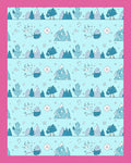Whimsical Aqua Forest Animal Mountains Rug