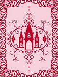 Crimson Ornate Castle Scrollwork Rug