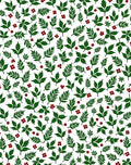 Green Leaf Red Berry Botanical Background Rug