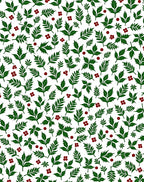 Green Leaf Red Berry Botanical Background Rug
