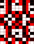 Bold Red Black White Scattered Squares Rug