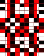Bold Red Black White Scattered Squares Rug