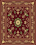 Crimson Floral Medallion Vines Rug