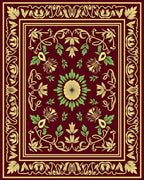 Crimson Floral Medallion Vines Rug