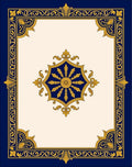 Ornate Blue Gold Medallion Border Rug