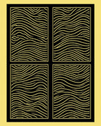Modern Black Gold Wavy Grid Rug