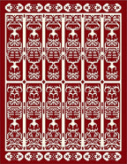 Deep Red And Cream Vertical Tribal Rug